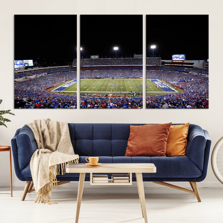 Game Night at Highmark Stadium Buffalo Bills Stadium Wall Art Canvas Print, American Football Stadium Wall Art Canvas Print - NFL Wall Art