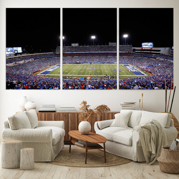 Game Night at Highmark Stadium Buffalo Bills Stadium Wall Art Canvas Print, American Football Stadium Wall Art Canvas Print - NFL Wall Art