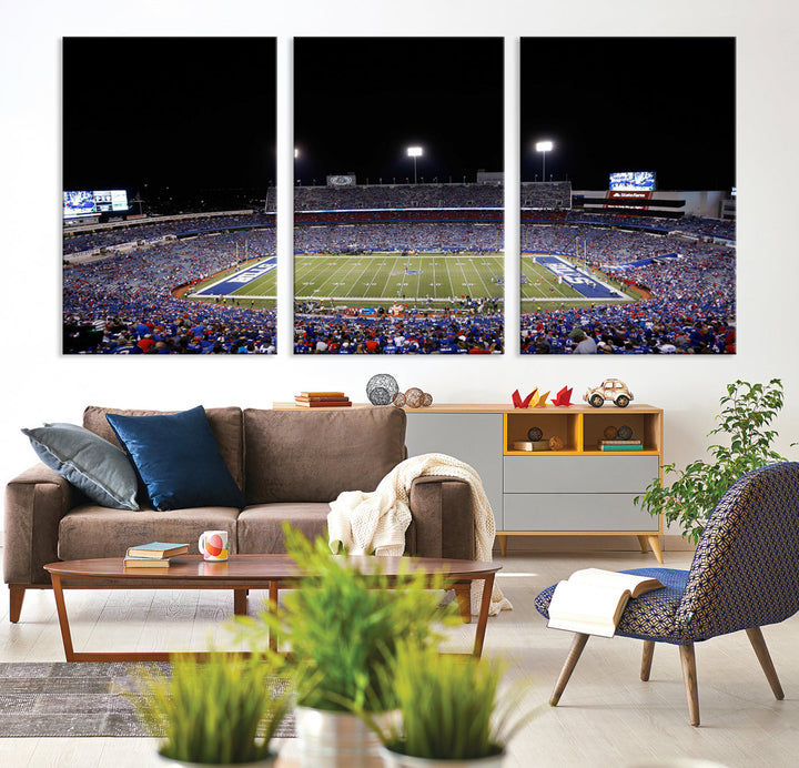 Game Night at Highmark Stadium Buffalo Bills Stadium Wall Art Canvas Print, American Football Stadium Wall Art Canvas Print - NFL Wall Art