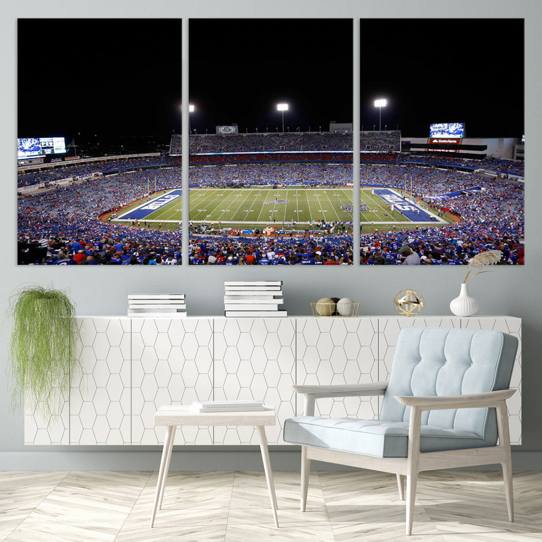 Game Night at Highmark Stadium Buffalo Bills Stadium Wall Art Canvas Print, American Football Stadium Wall Art Canvas Print - NFL Wall Art