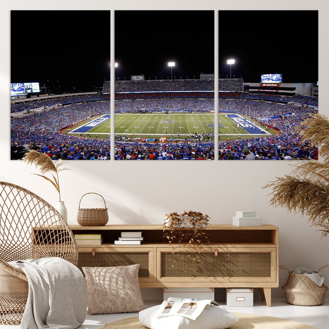 Game Night at Highmark Stadium Buffalo Bills Stadium Wall Art Canvas Print, American Football Stadium Wall Art Canvas Print - NFL Wall Art