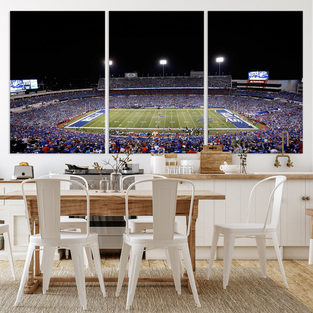 Game Night at Highmark Stadium Buffalo Bills Stadium Wall Art Canvas Print, American Football Stadium Wall Art Canvas Print - NFL Wall Art