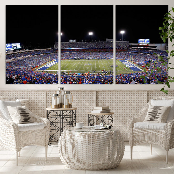 Game Night at Highmark Stadium Buffalo Bills Stadium Wall Art Canvas Print, American Football Stadium Wall Art Canvas Print - NFL Wall Art