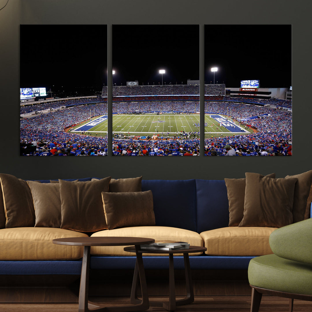 Game Night at Highmark Stadium Buffalo Bills Stadium Wall Art Canvas Print, American Football Stadium Wall Art Canvas Print - NFL Wall Art