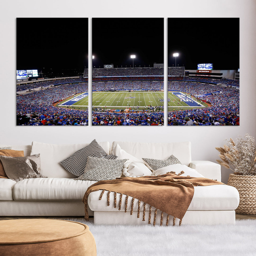 Game Night at Highmark Stadium Buffalo Bills Stadium Wall Art Canvas Print, American Football Stadium Wall Art Canvas Print - NFL Wall Art