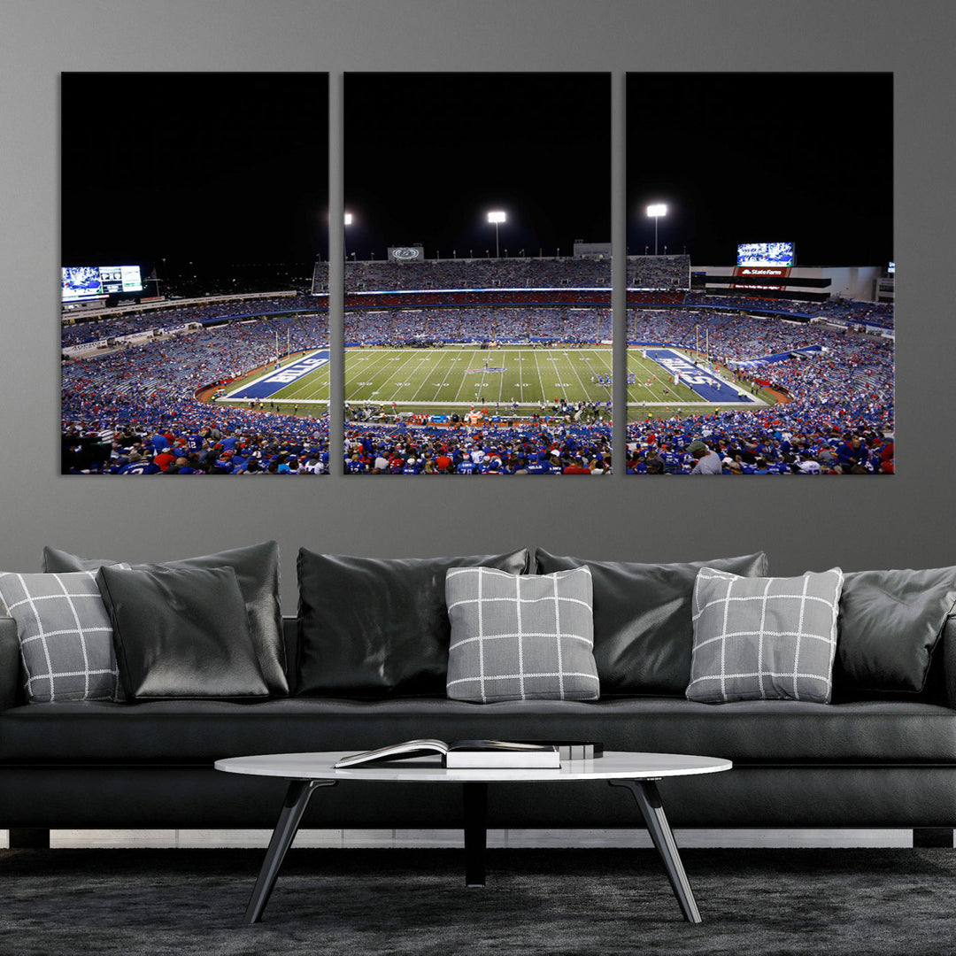 Game Night at Highmark Stadium Buffalo Bills Stadium Wall Art Canvas Print, American Football Stadium Wall Art Canvas Print - NFL Wall Art