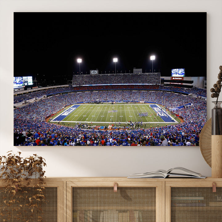 Game Night at Highmark Stadium Buffalo Bills Stadium Wall Art Canvas Print, American Football Stadium Wall Art Canvas Print - NFL Wall Art