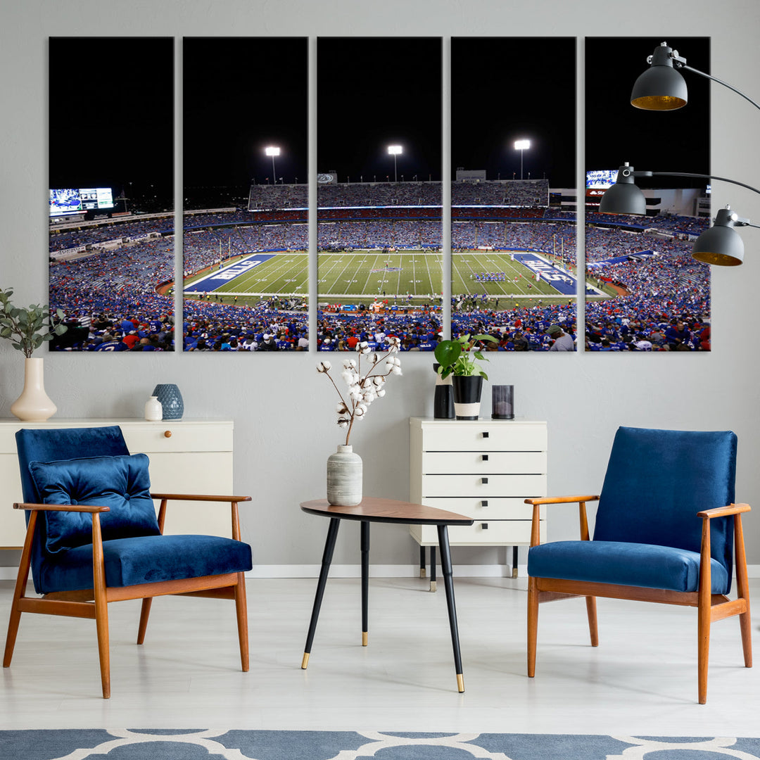 Game Night at Highmark Stadium Buffalo Bills Stadium Wall Art Canvas Print, American Football Stadium Wall Art Canvas Print - NFL Wall Art