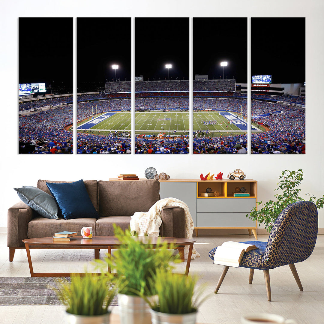 Game Night at Highmark Stadium Buffalo Bills Stadium Wall Art Canvas Print, American Football Stadium Wall Art Canvas Print - NFL Wall Art