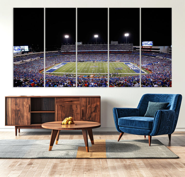 Game Night at Highmark Stadium Buffalo Bills Stadium Wall Art Canvas Print, American Football Stadium Wall Art Canvas Print - NFL Wall Art