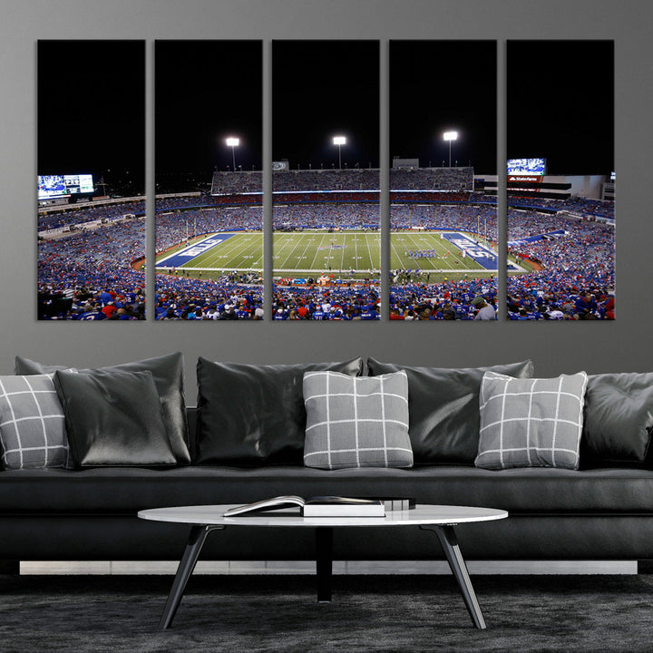 Game Night at Highmark Stadium Buffalo Bills Stadium Wall Art Canvas Print, American Football Stadium Wall Art Canvas Print - NFL Wall Art