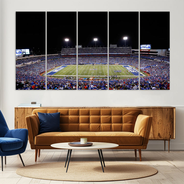 Game Night at Highmark Stadium Buffalo Bills Stadium Wall Art Canvas Print, American Football Stadium Wall Art Canvas Print - NFL Wall Art