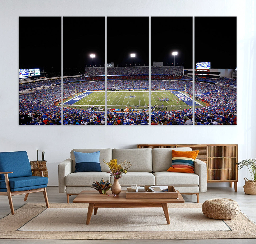 Game Night at Highmark Stadium Buffalo Bills Stadium Wall Art Canvas Print, American Football Stadium Wall Art Canvas Print - NFL Wall Art