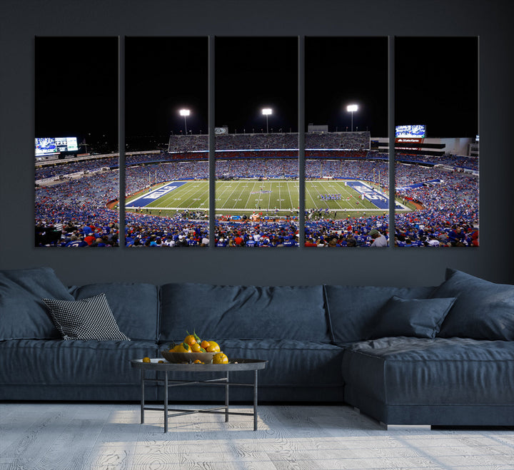 Game Night at Highmark Stadium Buffalo Bills Stadium Wall Art Canvas Print, American Football Stadium Wall Art Canvas Print - NFL Wall Art