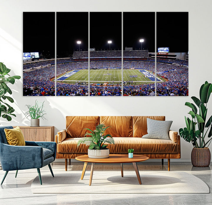 Game Night at Highmark Stadium Buffalo Bills Stadium Wall Art Canvas Print, American Football Stadium Wall Art Canvas Print - NFL Wall Art