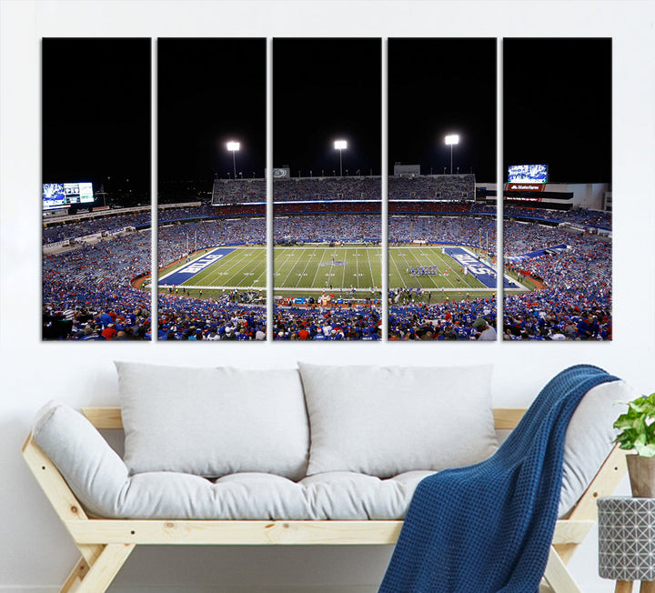 Game Night at Highmark Stadium Buffalo Bills Stadium Wall Art Canvas Print, American Football Stadium Wall Art Canvas Print - NFL Wall Art