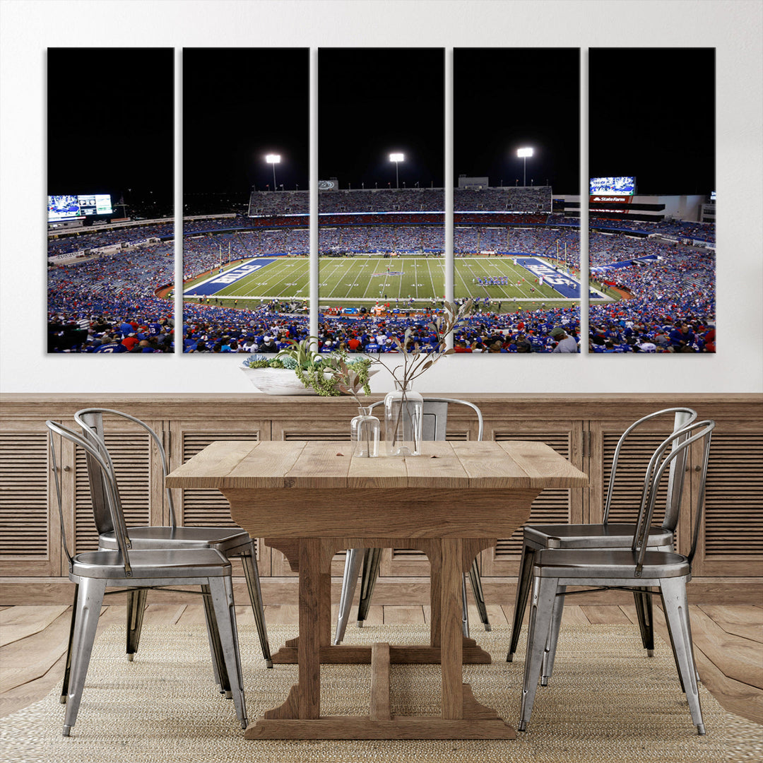 Game Night at Highmark Stadium Buffalo Bills Stadium Wall Art Canvas Print, American Football Stadium Wall Art Canvas Print - NFL Wall Art