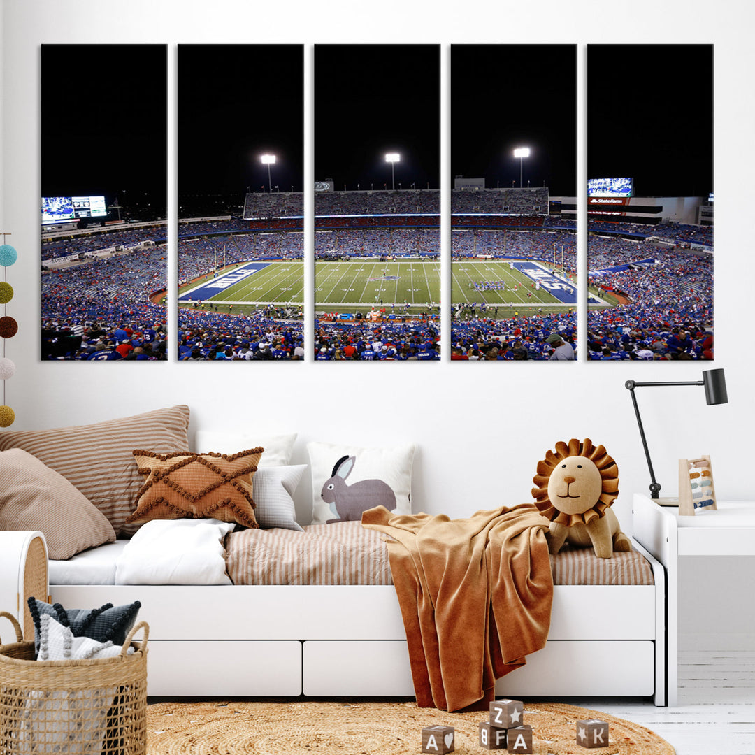 Game Night at Highmark Stadium Buffalo Bills Stadium Wall Art Canvas Print, American Football Stadium Wall Art Canvas Print - NFL Wall Art