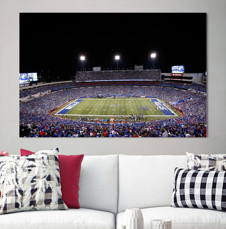 Game Night at Highmark Stadium Buffalo Bills Stadium Wall Art Canvas Print, American Football Stadium Wall Art Canvas Print - NFL Wall Art