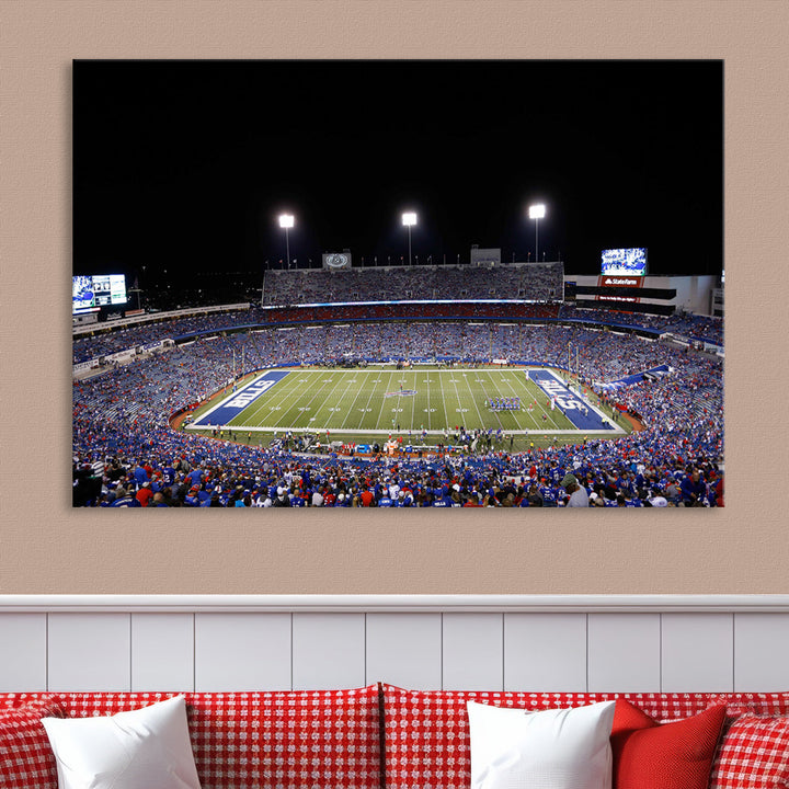 Game Night at Highmark Stadium Buffalo Bills Stadium Wall Art Canvas Print, American Football Stadium Wall Art Canvas Print - NFL Wall Art