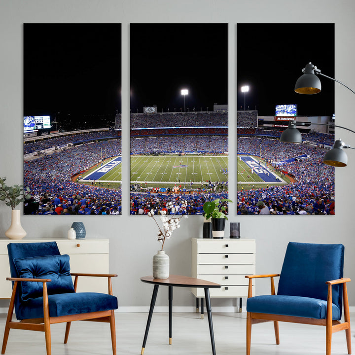 Game Night at Highmark Stadium Buffalo Bills Stadium Wall Art Canvas Print, American Football Stadium Wall Art Canvas Print - NFL Wall Art