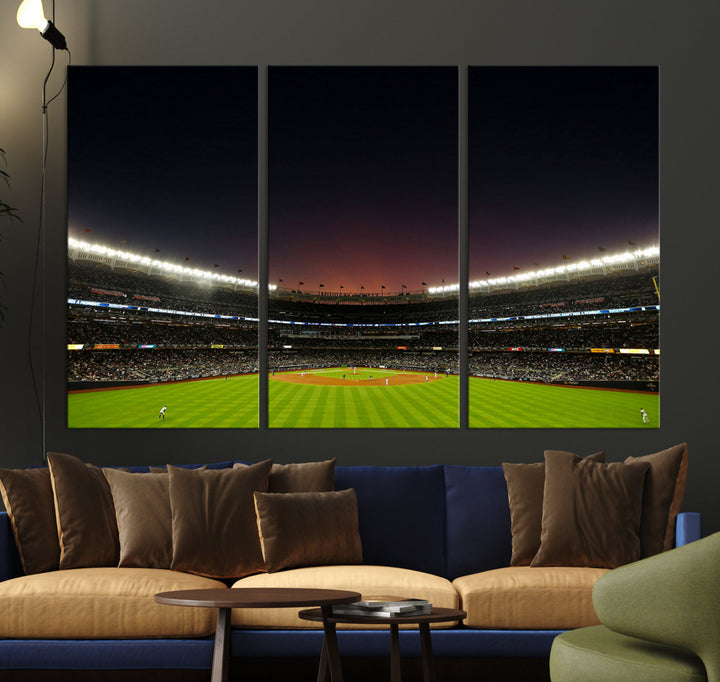 Game Night at Yankee Stadium Wall Art Print, New York Yankees Baseball Stadium in Canvas Print MLB Wall Art Baseball Fans Gift Dorm Wall Art