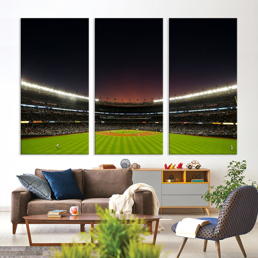 Game Night at Yankee Stadium Wall Art Print, New York Yankees Baseball Stadium in Canvas Print MLB Wall Art Baseball Fans Gift Dorm Wall Art