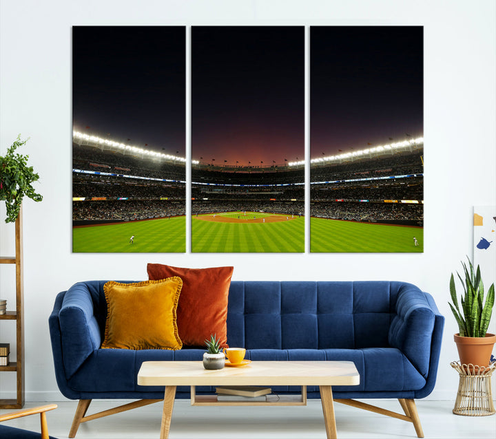 Game Night at Yankee Stadium Wall Art Print, New York Yankees Baseball Stadium in Canvas Print MLB Wall Art Baseball Fans Gift Dorm Wall Art