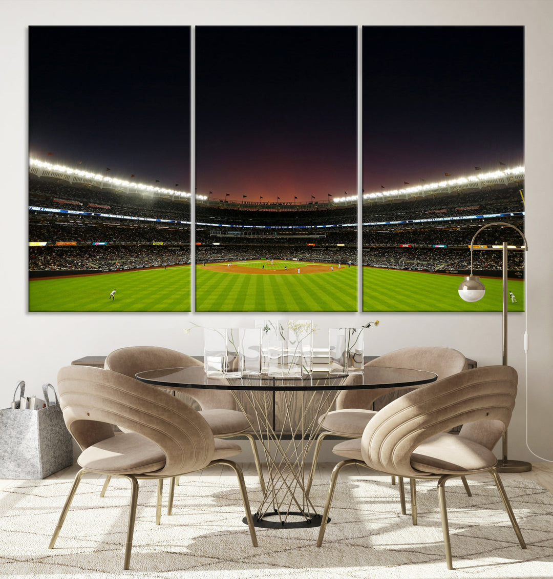 Game Night at Yankee Stadium Wall Art Print, New York Yankees Baseball Stadium in Canvas Print MLB Wall Art Baseball Fans Gift Dorm Wall Art