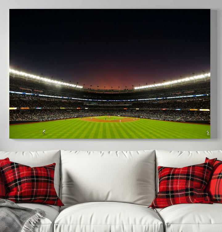 Game Night at Yankee Stadium Wall Art Print, New York Yankees Baseball Stadium in Canvas Print MLB Wall Art Baseball Fans Gift Dorm Wall Art