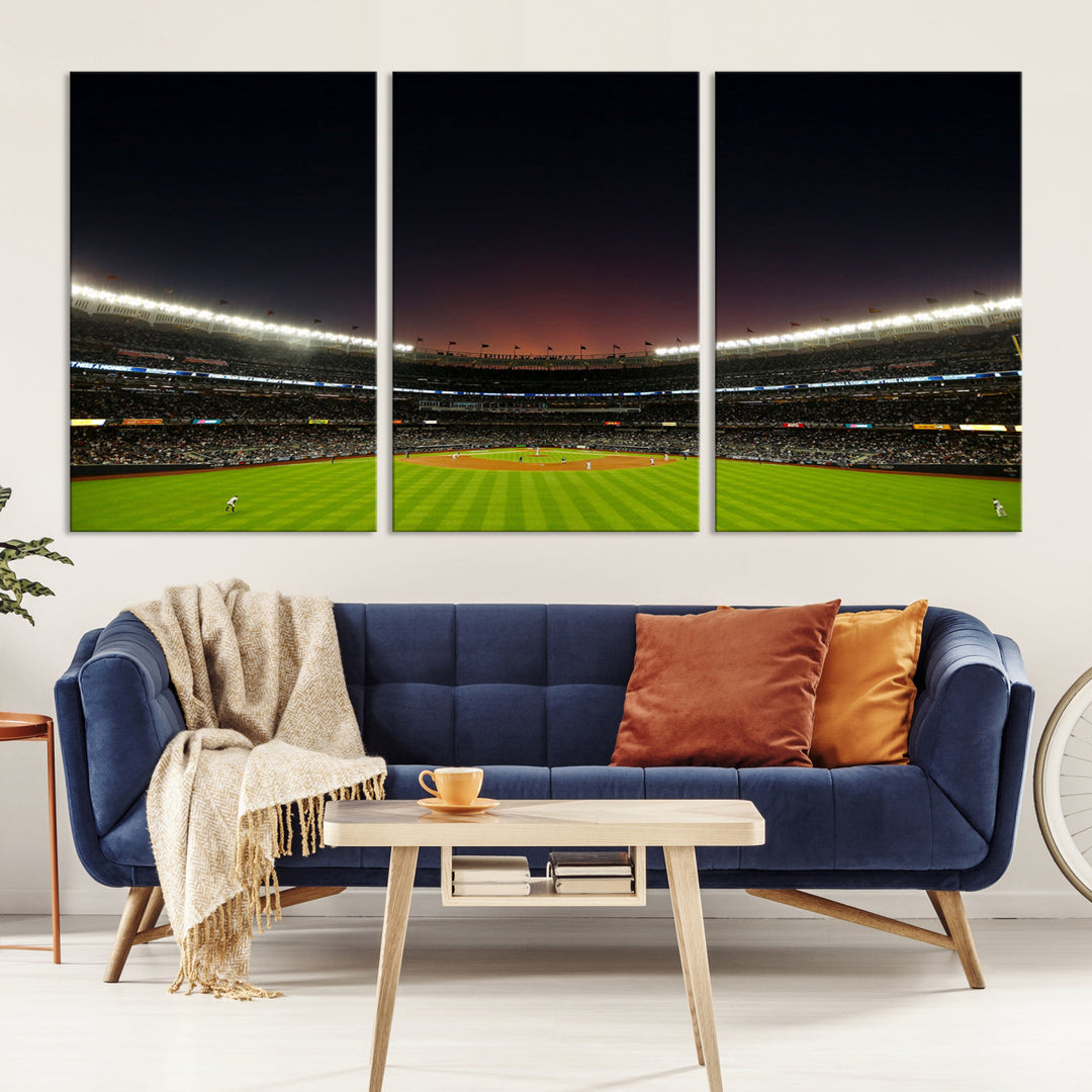 Game Night at Yankee Stadium Wall Art Print, New York Yankees Baseball Stadium in Canvas Print MLB Wall Art Baseball Fans Gift Dorm Wall Art