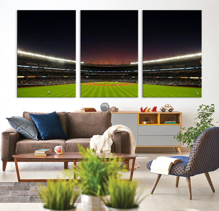 Game Night at Yankee Stadium Wall Art Print, New York Yankees Baseball Stadium in Canvas Print MLB Wall Art Baseball Fans Gift Dorm Wall Art