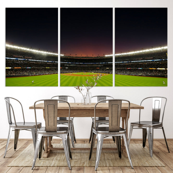 Game Night at Yankee Stadium Wall Art Print, New York Yankees Baseball Stadium in Canvas Print MLB Wall Art Baseball Fans Gift Dorm Wall Art