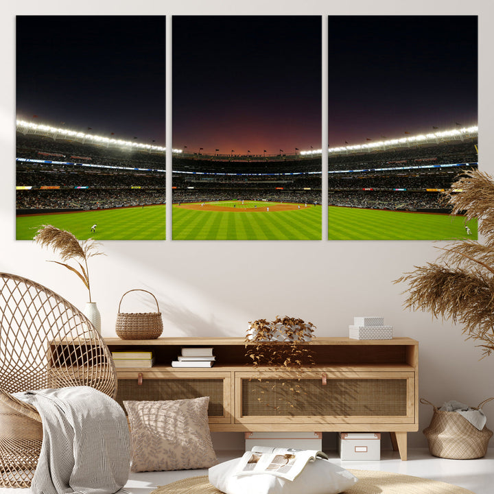 Game Night at Yankee Stadium Wall Art Print, New York Yankees Baseball Stadium in Canvas Print MLB Wall Art Baseball Fans Gift Dorm Wall Art