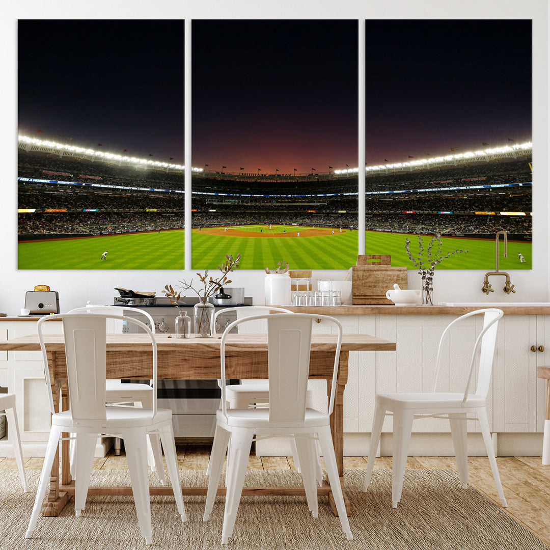 Game Night at Yankee Stadium Wall Art Print, New York Yankees Baseball Stadium in Canvas Print MLB Wall Art Baseball Fans Gift Dorm Wall Art