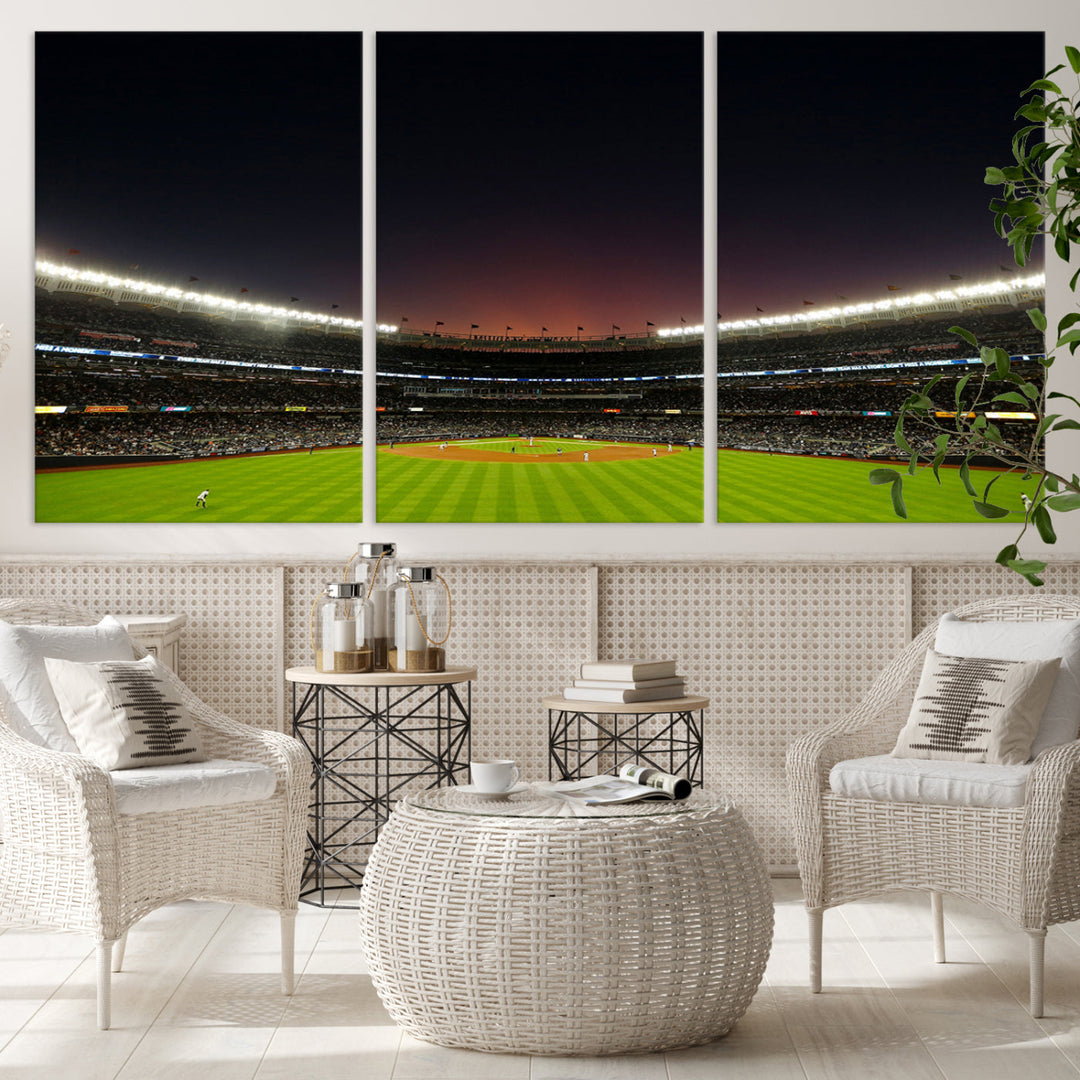 Game Night at Yankee Stadium Wall Art Print, New York Yankees Baseball Stadium in Canvas Print MLB Wall Art Baseball Fans Gift Dorm Wall Art