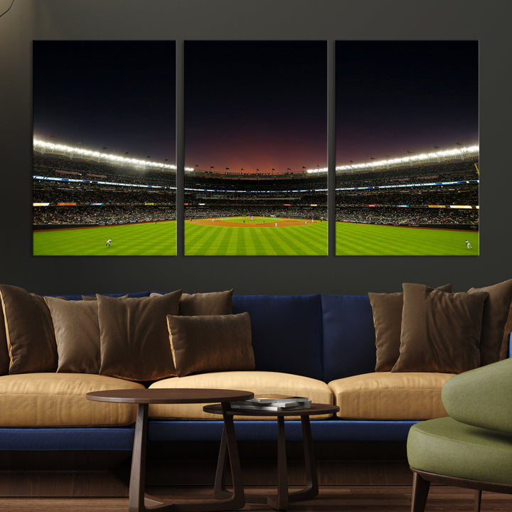 Game Night at Yankee Stadium Wall Art Print, New York Yankees Baseball Stadium in Canvas Print MLB Wall Art Baseball Fans Gift Dorm Wall Art