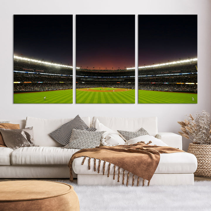 Game Night at Yankee Stadium Wall Art Print, New York Yankees Baseball Stadium in Canvas Print MLB Wall Art Baseball Fans Gift Dorm Wall Art