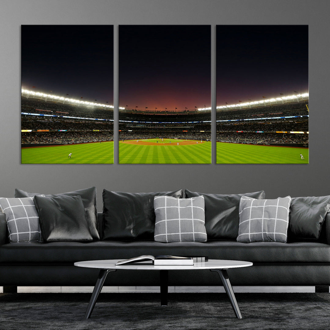 Game Night at Yankee Stadium Wall Art Print, New York Yankees Baseball Stadium in Canvas Print MLB Wall Art Baseball Fans Gift Dorm Wall Art