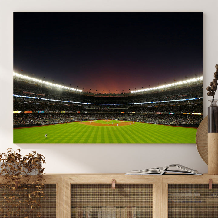 Game Night at Yankee Stadium Wall Art Print, New York Yankees Baseball Stadium in Canvas Print MLB Wall Art Baseball Fans Gift Dorm Wall Art