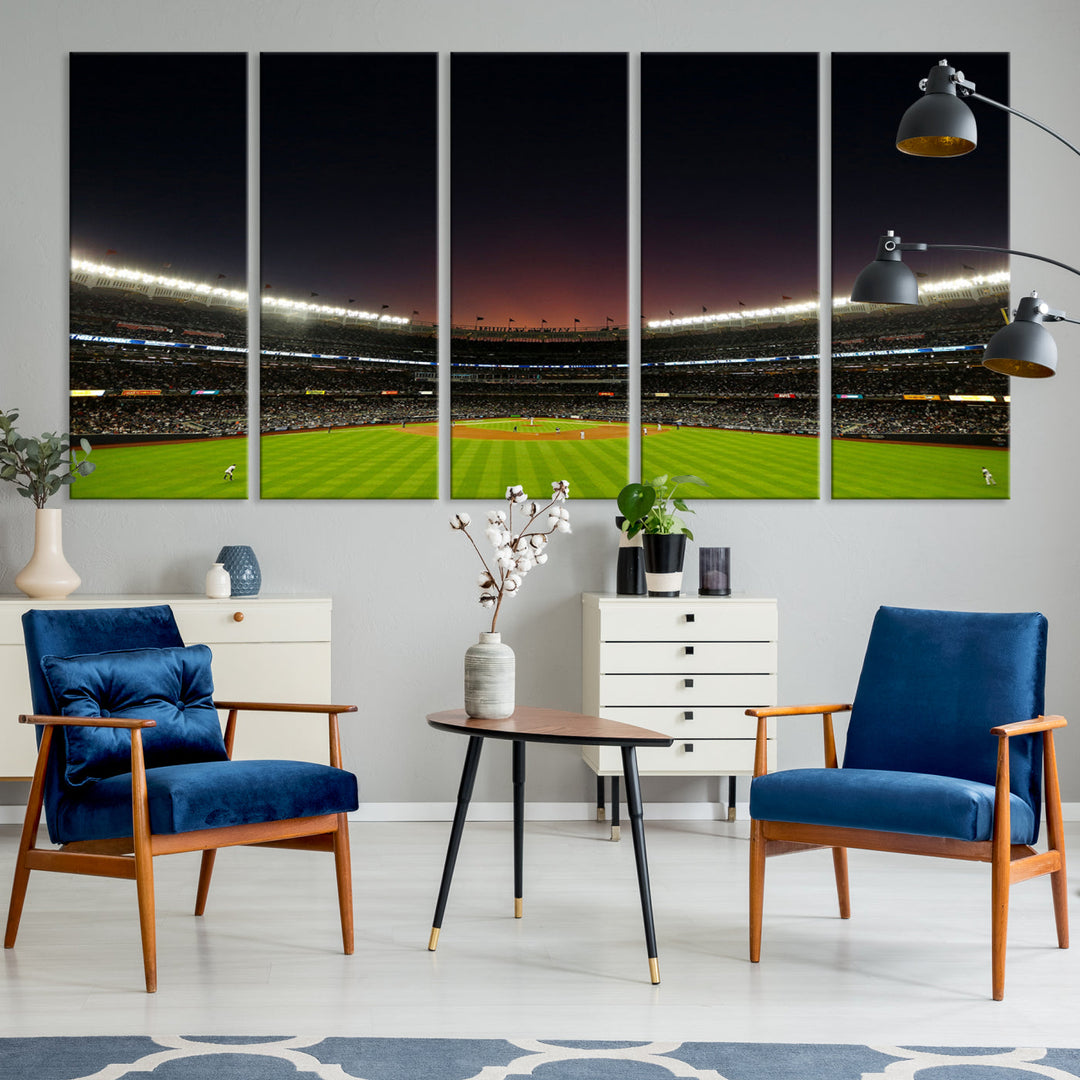 Game Night at Yankee Stadium Wall Art Print, New York Yankees Baseball Stadium in Canvas Print MLB Wall Art Baseball Fans Gift Dorm Wall Art