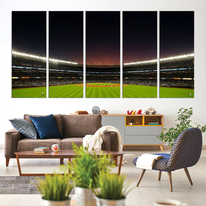 Game Night at Yankee Stadium Wall Art Print, New York Yankees Baseball Stadium in Canvas Print MLB Wall Art Baseball Fans Gift Dorm Wall Art