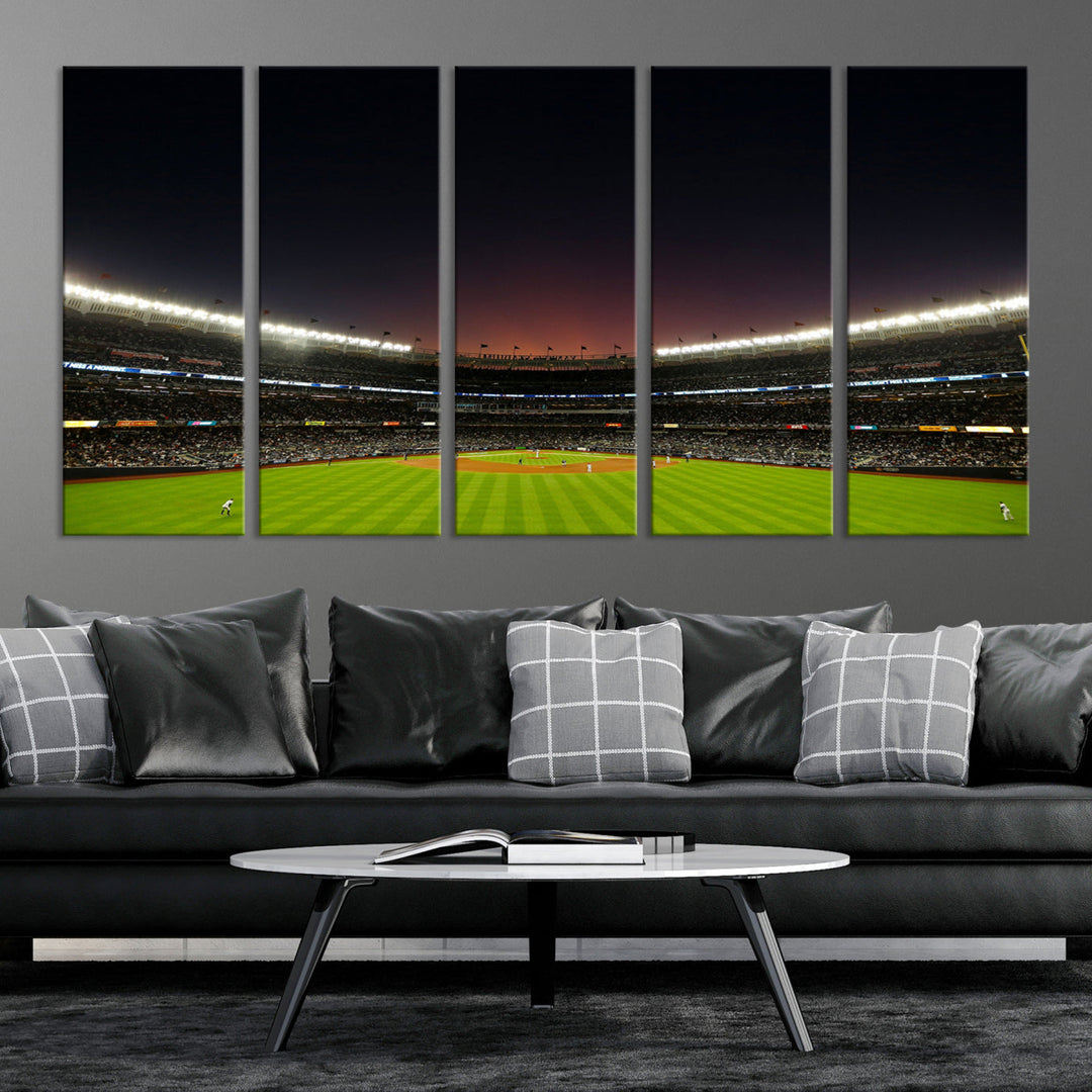 Game Night at Yankee Stadium Wall Art Print, New York Yankees Baseball Stadium in Canvas Print MLB Wall Art Baseball Fans Gift Dorm Wall Art