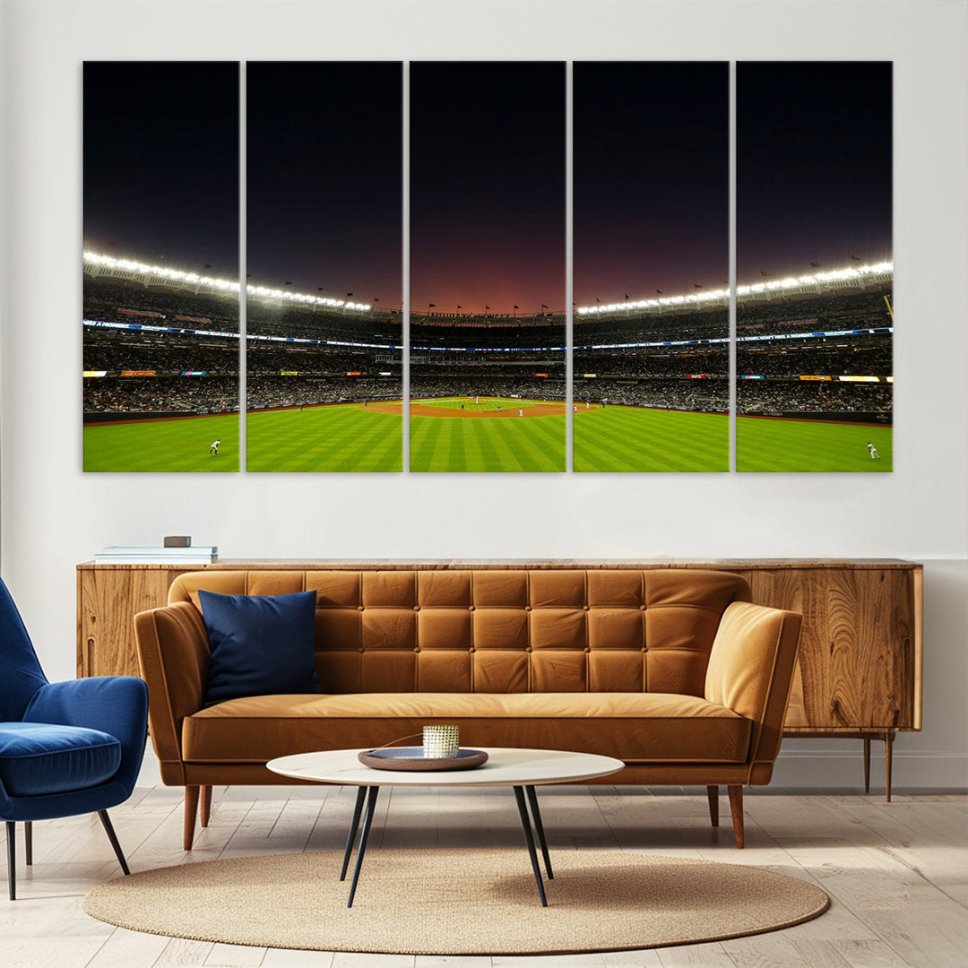 Game Night at Yankee Stadium Wall Art Print, New York Yankees Baseball Stadium in Canvas Print MLB Wall Art Baseball Fans Gift Dorm Wall Art