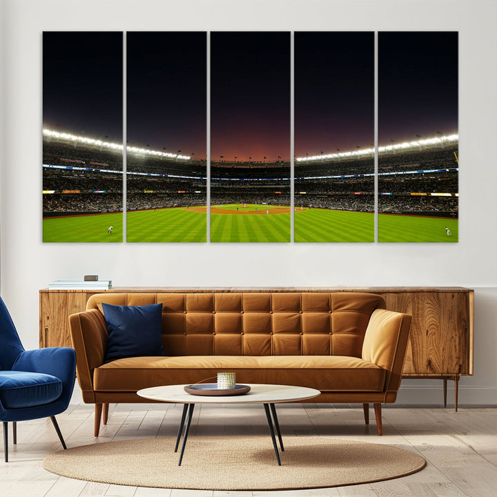 Game Night at Yankee Stadium Wall Art Print, New York Yankees Baseball Stadium in Canvas Print MLB Wall Art Baseball Fans Gift Dorm Wall Art