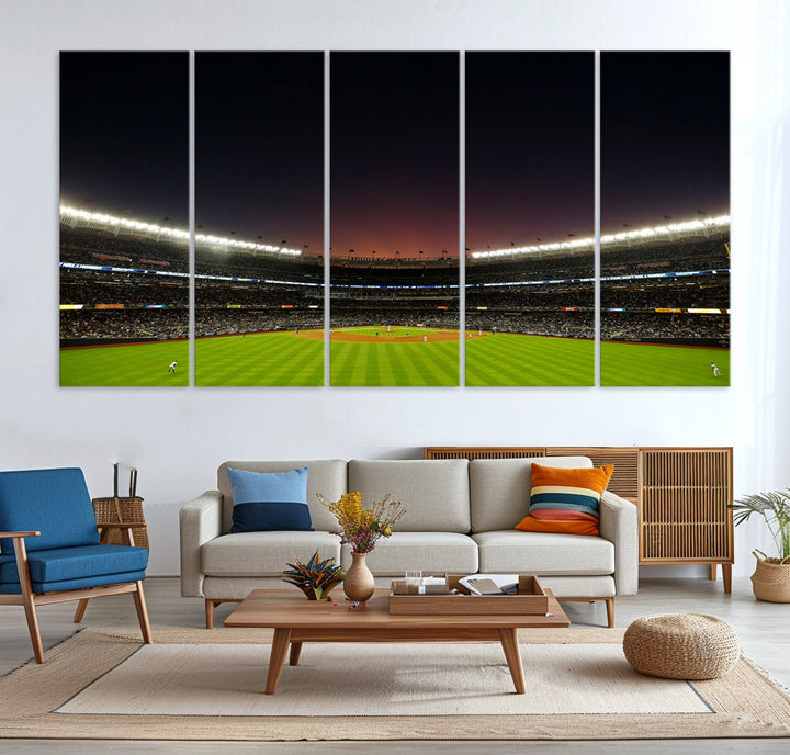 Game Night at Yankee Stadium Wall Art Print, New York Yankees Baseball Stadium in Canvas Print MLB Wall Art Baseball Fans Gift Dorm Wall Art