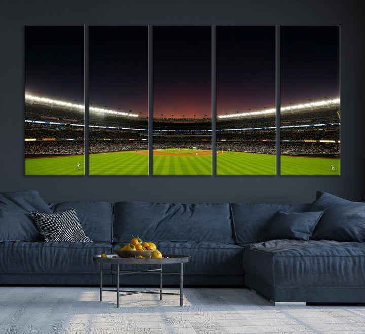 Game Night at Yankee Stadium Wall Art Print, New York Yankees Baseball Stadium in Canvas Print MLB Wall Art Baseball Fans Gift Dorm Wall Art