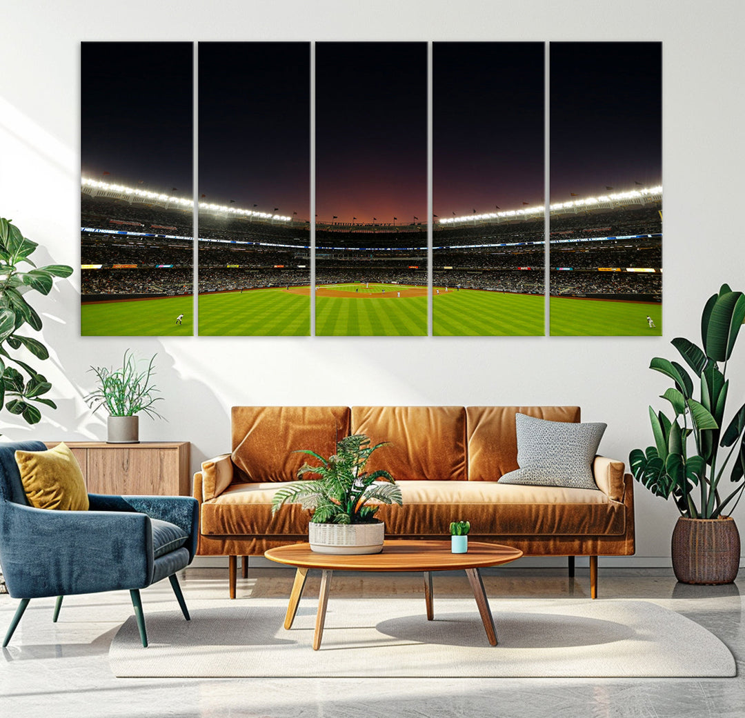 Game Night at Yankee Stadium Wall Art Print, New York Yankees Baseball Stadium in Canvas Print MLB Wall Art Baseball Fans Gift Dorm Wall Art