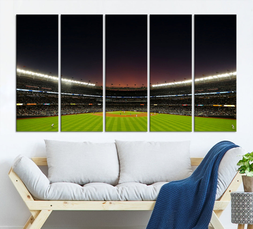 Game Night at Yankee Stadium Wall Art Print, New York Yankees Baseball Stadium in Canvas Print MLB Wall Art Baseball Fans Gift Dorm Wall Art