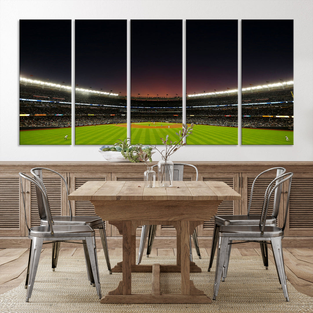 Game Night at Yankee Stadium Wall Art Print, New York Yankees Baseball Stadium in Canvas Print MLB Wall Art Baseball Fans Gift Dorm Wall Art